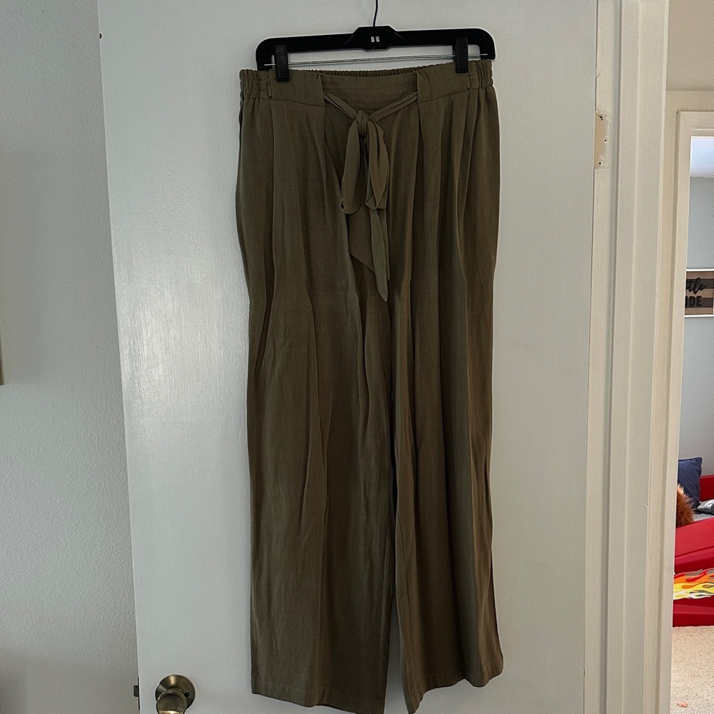 Love Riche Khaki Wide-Leg Pants